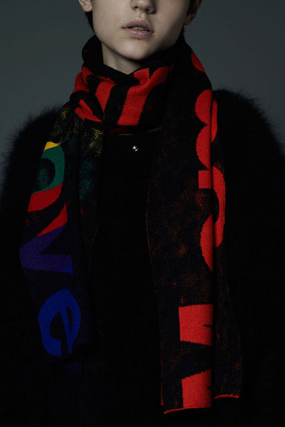 Slade Collection- Rainbow Colour Slogan Jacquard Long Scarf - Johan Ku Shop