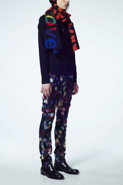 Slade Collection- Rainbow Colour Slogan Jacquard Long Scarf - Johan Ku Shop