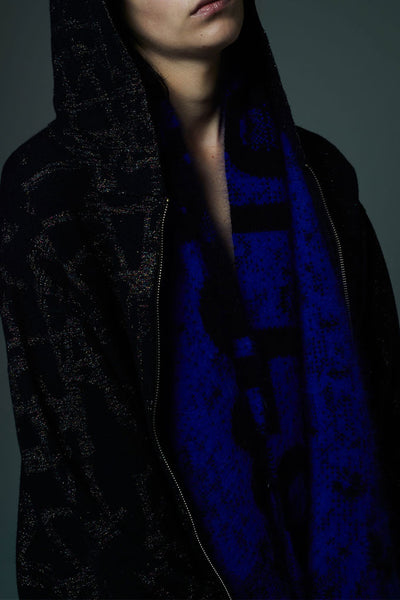 Slade Collection- Slogan Jacquard Angora Yarn Long Scarf - Johan Ku Shop
