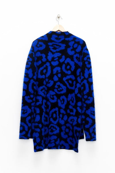Slade Collection- Angora Hair Leopard Graphic Jacquard Knitted Cardigan - Johan Ku Shop