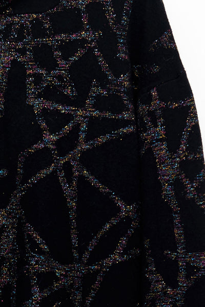Slade Collection- Hand Writing Star Graphic Knitted Jacquard Over Sized Hoodie Coat - Johan Ku Shop