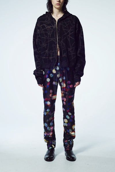 Slade Collection- Hand Writing Star Graphic Knitted Jacquard Over Sized Hoodie Coat - Johan Ku Shop
