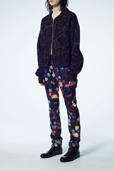 Slade Collection- Hand Writing Star Graphic Knitted Jacquard Over Sized Hoodie Coat - Johan Ku Shop