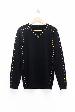 Slade Collection- Diamond Rivet Detailed Knitted Top - Johan Ku Shop