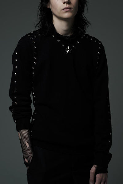 Slade Collection- Diamond Rivet Detailed Knitted Top - Johan Ku Shop