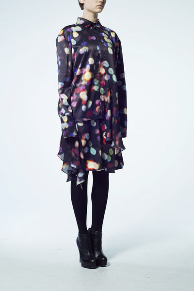 Slade Collection- Velvet Goldmine Inspired Asymmetry Printed Dots Shirt - Johan Ku Shop
