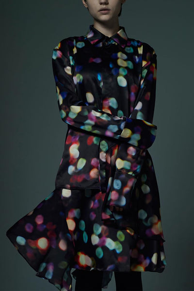 Slade Collection- Velvet Goldmine Inspired Asymmetry Printed Dots Shirt - Johan Ku Shop