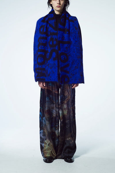 Slade Collection- Slogan Jacquard Angora Yarn Long Scarf - Johan Ku Shop