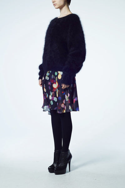 Slade Collection- Velvet Goldmine Inspired Asymmetry Printed Dots Skirt - Johan Ku Shop