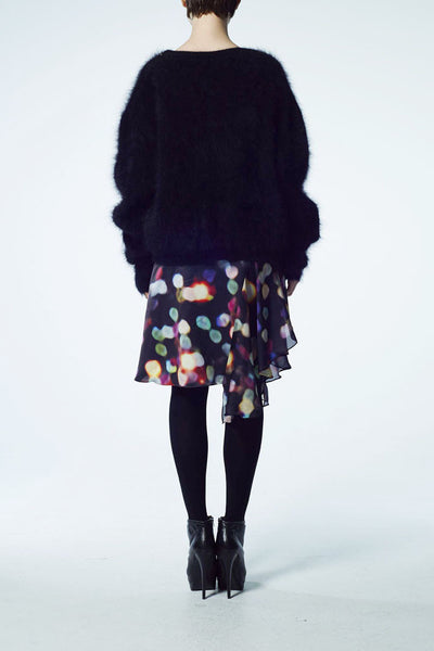 Slade Collection- Velvet Goldmine Inspired Asymmetry Printed Dots Skirt - Johan Ku Shop
