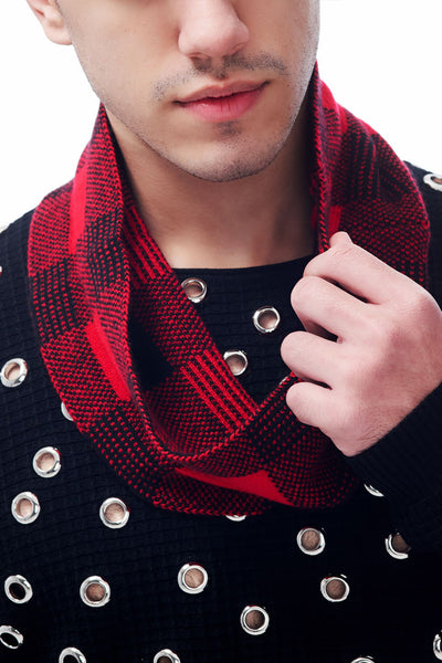 Jubilee Collection British Plaid Knitted Jacquard Pure Cashmere Snood - Johan Ku Shop