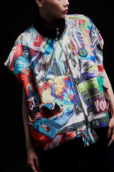 Andy Collection- Double Face Over-sized Graphic Vest - Johan Ku Shop