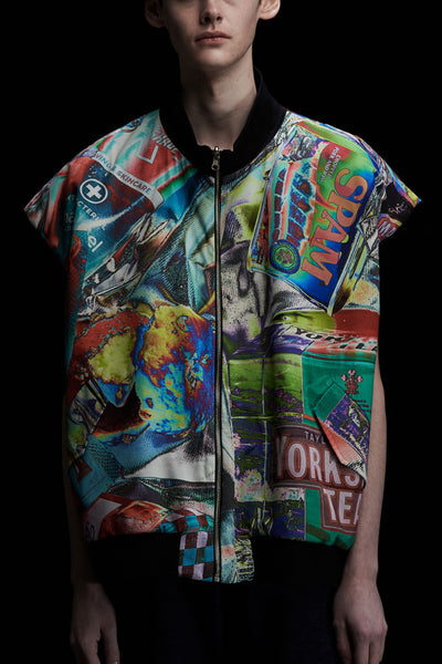 Andy Collection- Double Face Over-sized Graphic Vest - Johan Ku Shop
