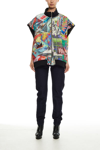 Andy Collection- Double Face Over-sized Graphic Vest - Johan Ku Shop