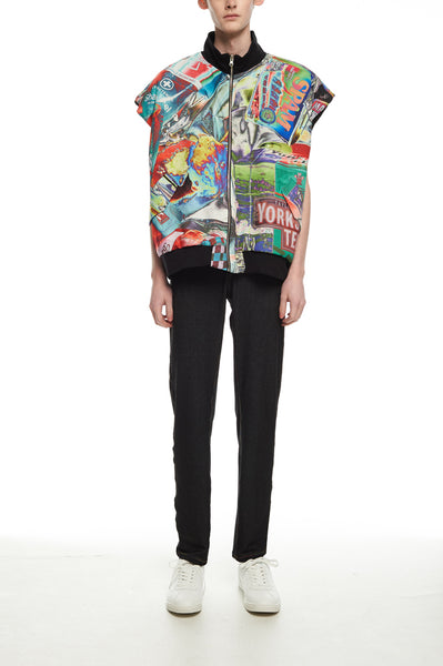 Andy Collection- Double Face Over-sized Graphic Vest - Johan Ku Shop