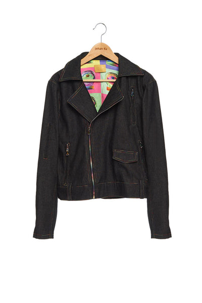 Andy Collection- Rainbow Detailed Biker Jacket - Johan Ku Shop