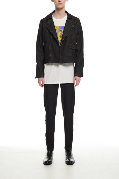 Andy Collection- Rainbow Detailed Biker Jacket - Johan Ku Shop