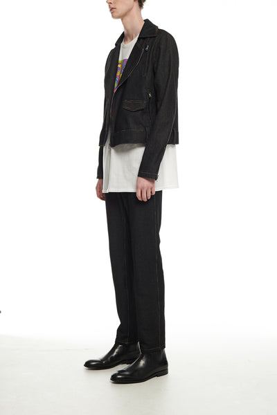 Andy Collection- Rainbow Detailed Biker Jacket - Johan Ku Shop