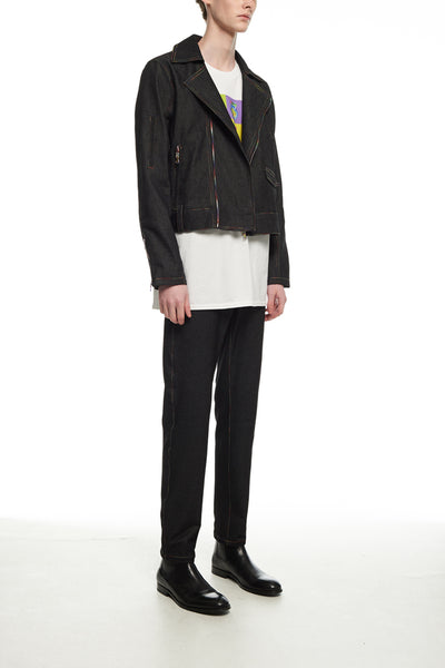 Andy Collection- Rainbow Detailed Biker Jacket - Johan Ku Shop