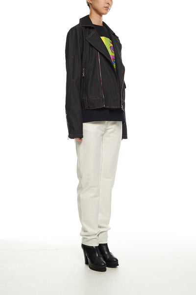 Andy Collection- Rainbow Detailed Biker Jacket - Johan Ku Shop