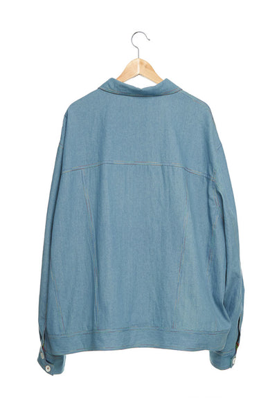 Andy Collection- Rainbow Detailed Over-sized Jeans Jacket-Light Blue - Johan Ku Shop