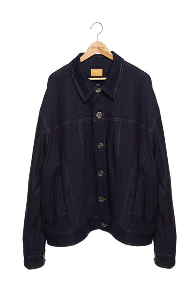 Andy Collection- Rainbow Detailed Over-sized Jeans Jacket-Deep Blue - Johan Ku Shop