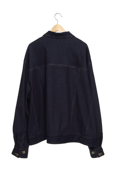 Andy Collection- Rainbow Detailed Over-sized Jeans Jacket-Deep Blue - Johan Ku Shop