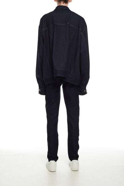 Andy Collection- Rainbow Detailed Over-sized Jeans Jacket-Deep Blue - Johan Ku Shop