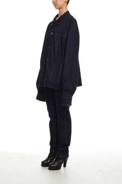 Andy Collection- Rainbow Detailed Over-sized Jeans Jacket-Deep Blue - Johan Ku Shop