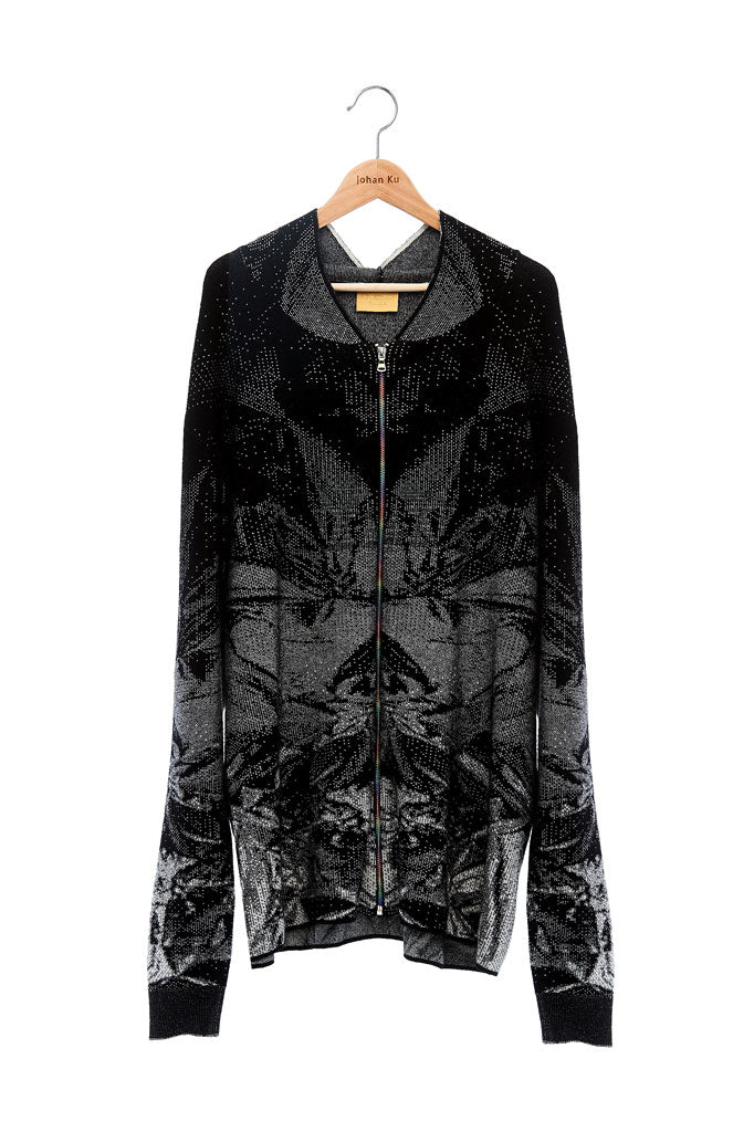 Andy Collection- Rainbow Zip Over-sized Knitted Jacquard Hoodie Cardigan - Johan Ku Shop