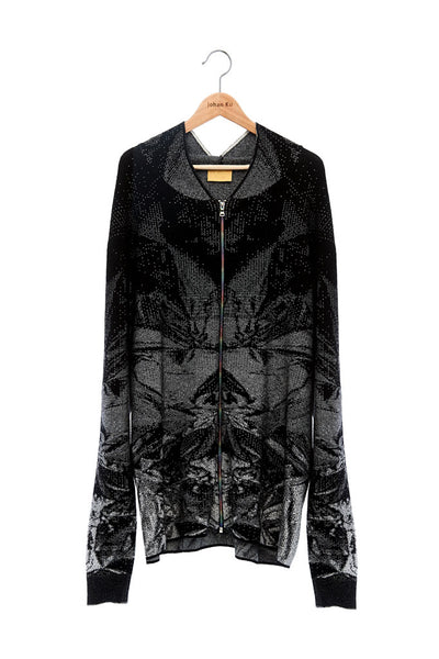 Andy Collection- Rainbow Zip Over-sized Knitted Jacquard Hoodie Cardigan - Johan Ku Shop