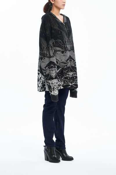 Andy Collection- Rainbow Zip Over-sized Knitted Jacquard Hoodie Cardigan - Johan Ku Shop