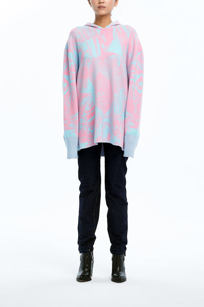 Andy Collection- Over-sized Knitted Jacquard Hoodie - Johan Ku Shop