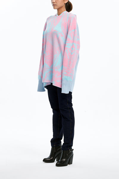 Andy Collection- Over-sized Knitted Jacquard Hoodie - Johan Ku Shop