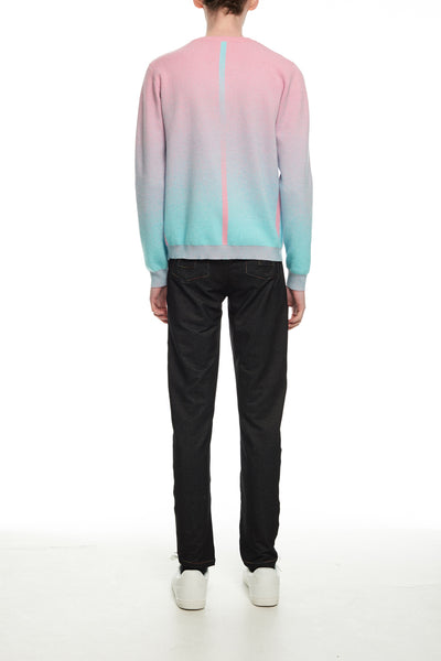 Andy Collection- Calories Graphic Knitted Jacquard Round Neck Top - Pink/Blue - Johan Ku Shop