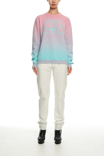 Andy Collection- Calories Graphic Knitted Jacquard Round Neck Top - Pink/Blue - Johan Ku Shop