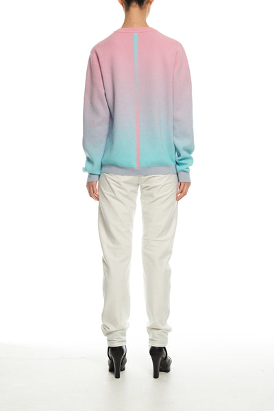 Andy Collection- Calories Graphic Knitted Jacquard Round Neck Top - Pink/Blue - Johan Ku Shop