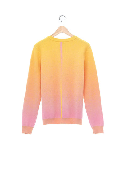 Andy Collection- Calories Graphic Knitted Jacquard Round Neck Top- Yellow/Pink - Johan Ku Shop