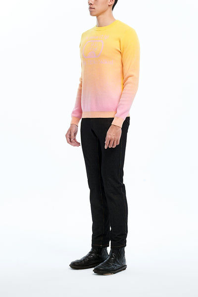 Andy Collection- Calories Graphic Knitted Jacquard Round Neck Top- Yellow/Pink - Johan Ku Shop