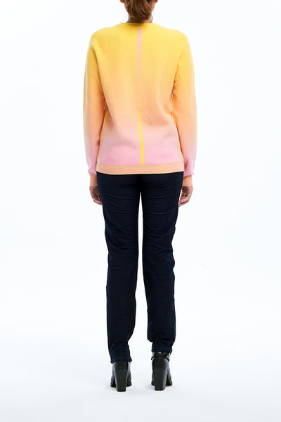 Andy Collection- Calories Graphic Knitted Jacquard Round Neck Top- Yellow/Pink - Johan Ku Shop
