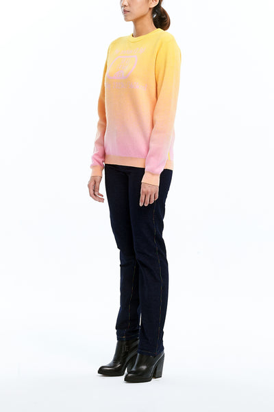 Andy Collection- Calories Graphic Knitted Jacquard Round Neck Top- Yellow/Pink - Johan Ku Shop