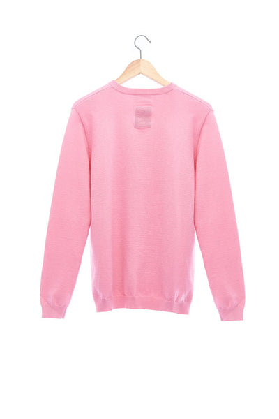 Andy Collection- 2.5D Square Detail Knitted V Neck Top- Pink - Johan Ku Shop