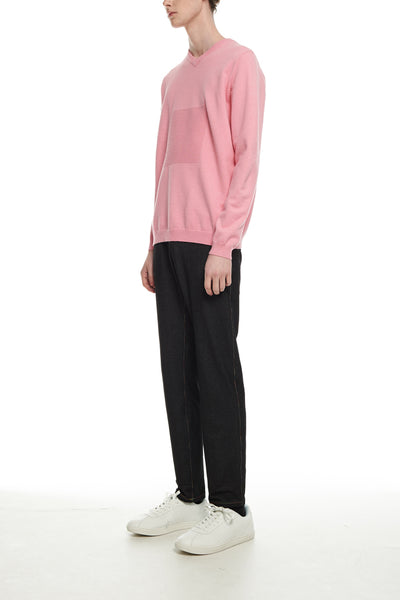 Andy Collection- 2.5D Square Detail Knitted V Neck Top- Pink - Johan Ku Shop