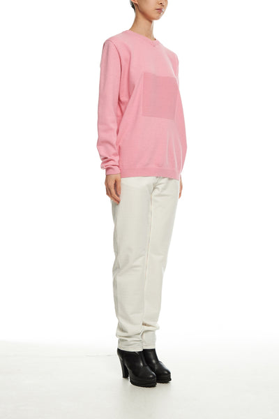 Andy Collection- 2.5D Square Detail Knitted V Neck Top- Pink - Johan Ku Shop