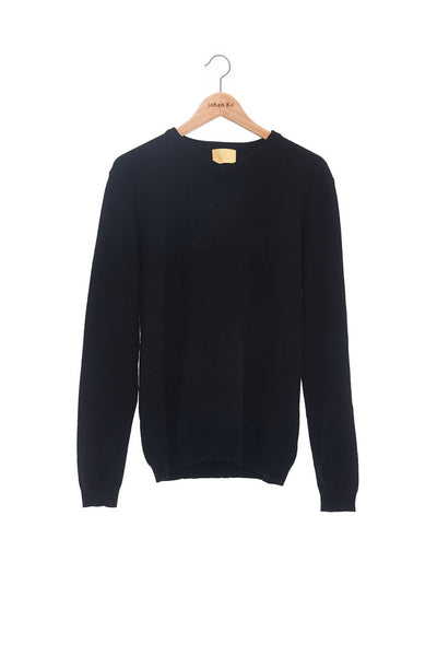 Andy Collection- 2.5D Square Detail Knitted V Neck Top- Black - Johan Ku Shop