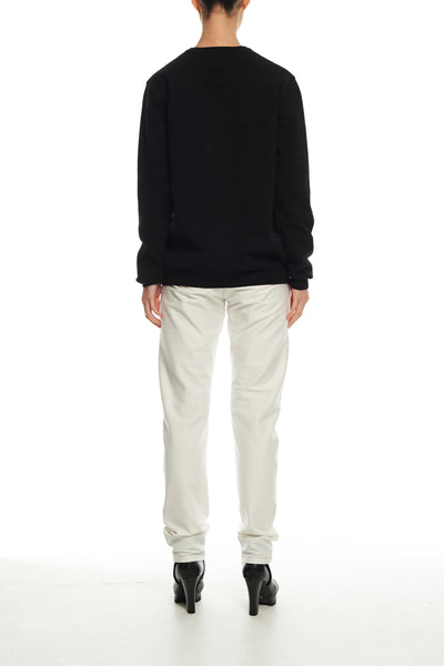 Andy Collection- 2.5D Square Detail Knitted V Neck Top- Black - Johan Ku Shop