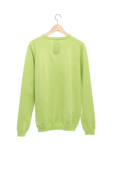 Andy Collection- 2.5D Square Detail Knitted V Neck Top- Grass Green - Johan Ku Shop