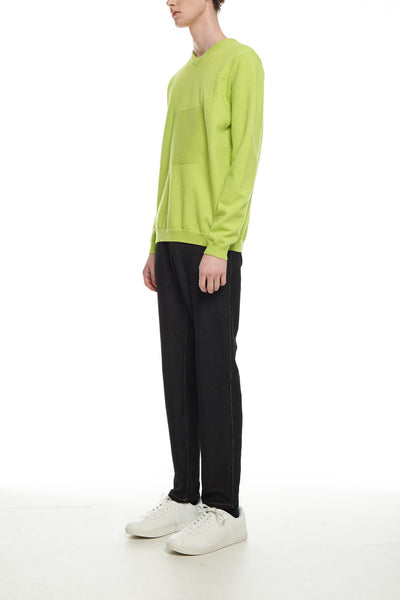 Andy Collection- 2.5D Square Detail Knitted V Neck Top- Grass Green - Johan Ku Shop