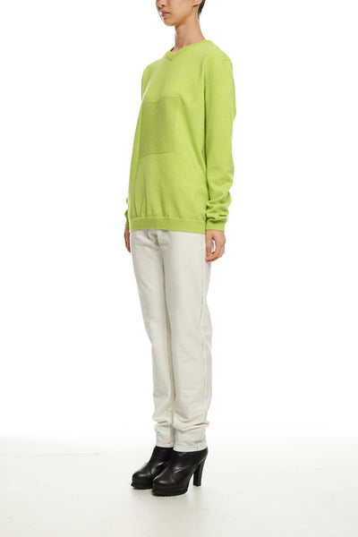 Andy Collection- 2.5D Square Detail Knitted V Neck Top- Grass Green - Johan Ku Shop