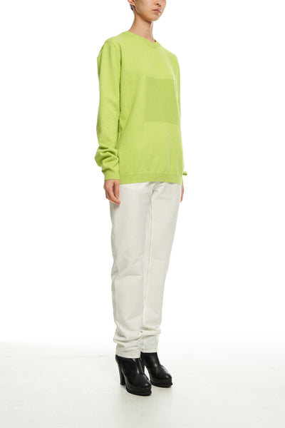 Andy Collection- 2.5D Square Detail Knitted V Neck Top- Grass Green - Johan Ku Shop
